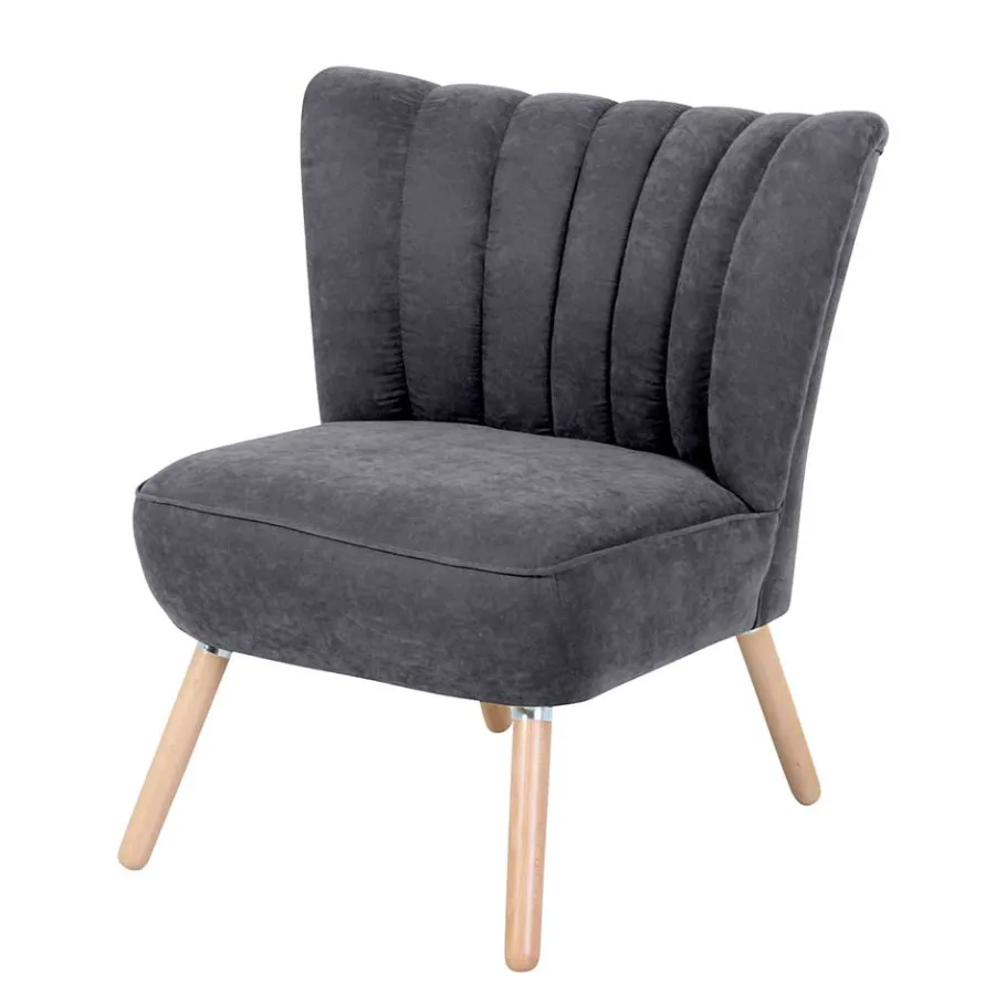 New Wohnen Retro Style Sessel in Anthrazit Velours - Valentino