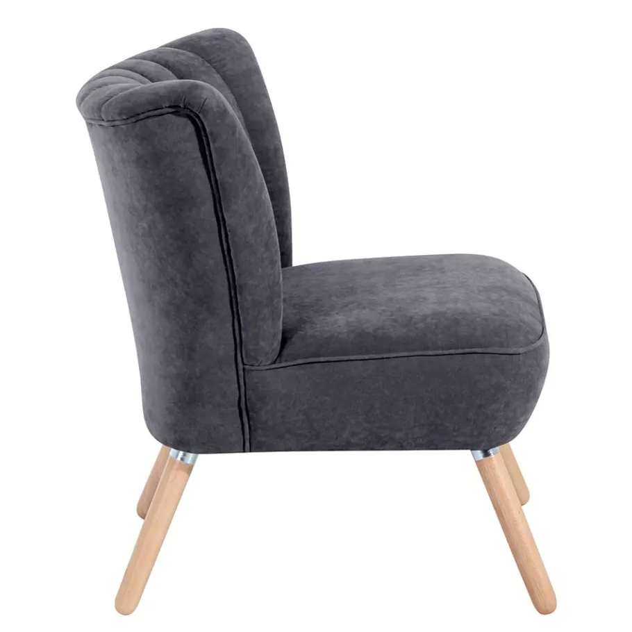 New Wohnen Retro Style Sessel in Anthrazit Velours - Valentino