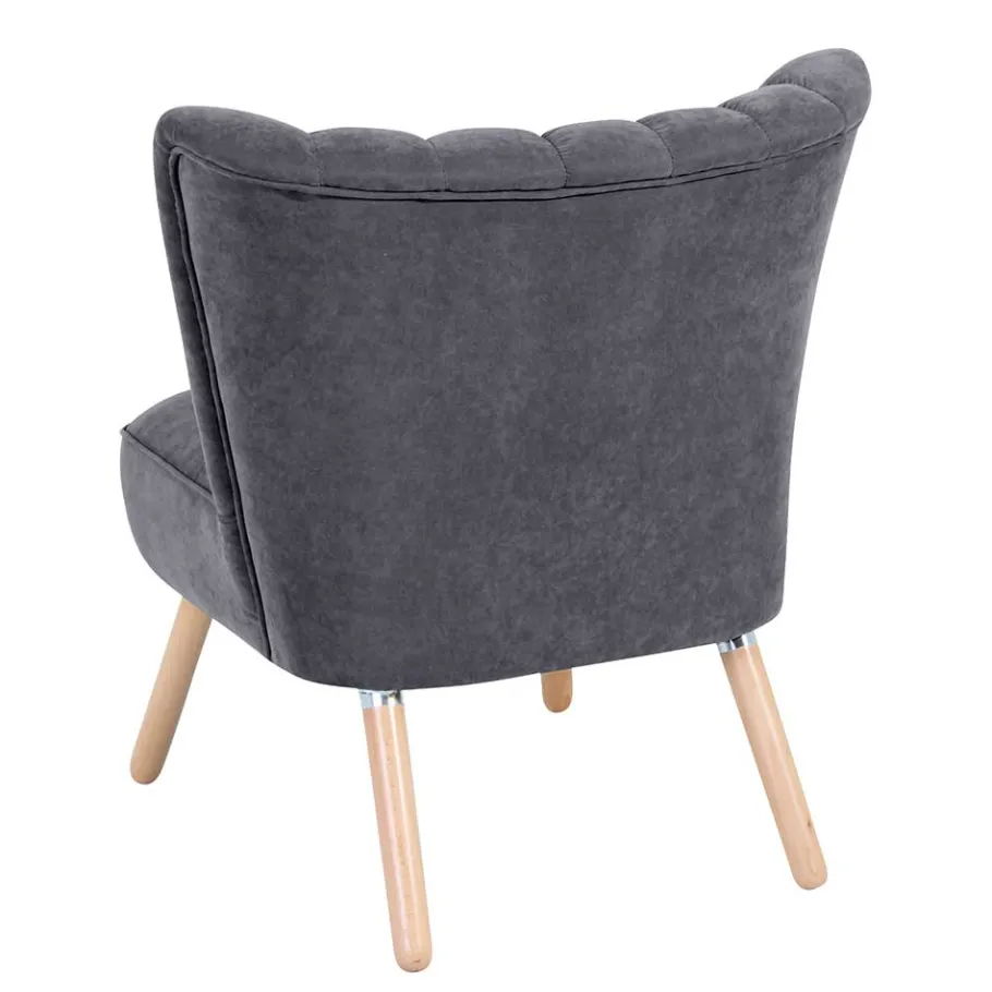 New Wohnen Retro Style Sessel in Anthrazit Velours - Valentino