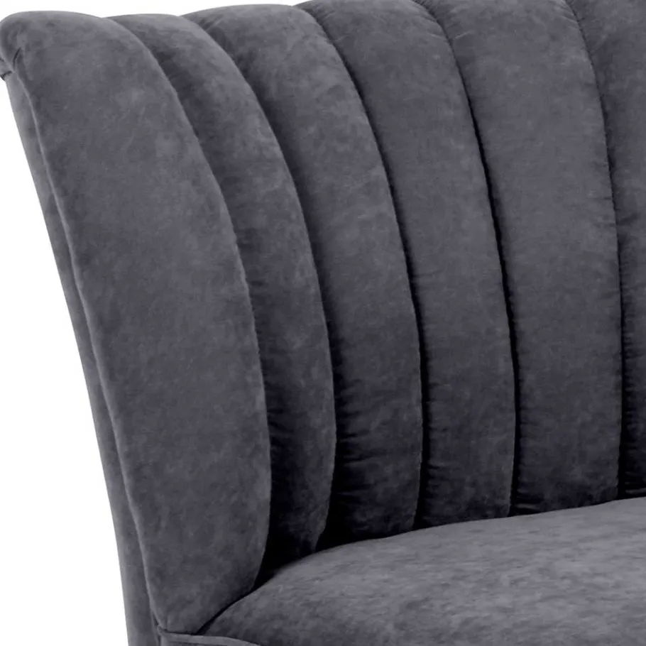 New Wohnen Retro Style Sessel in Anthrazit Velours - Valentino