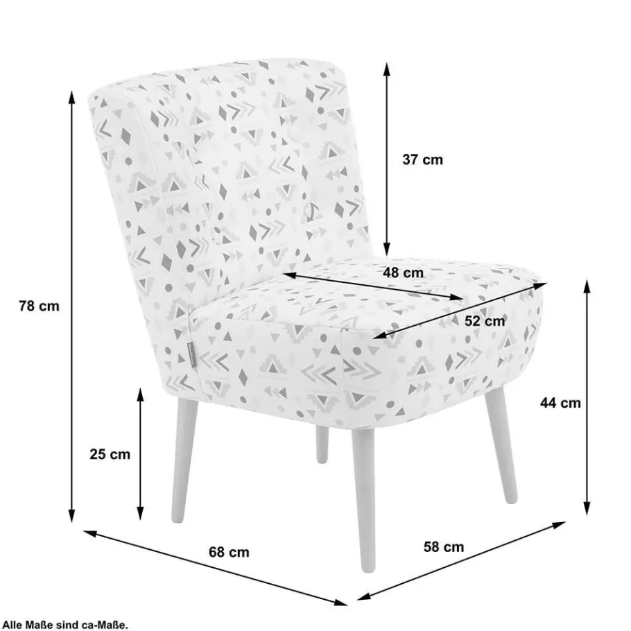 Hot Wohnen Retro Style Sessel mit gemustertem Stoffbezug - Veressa