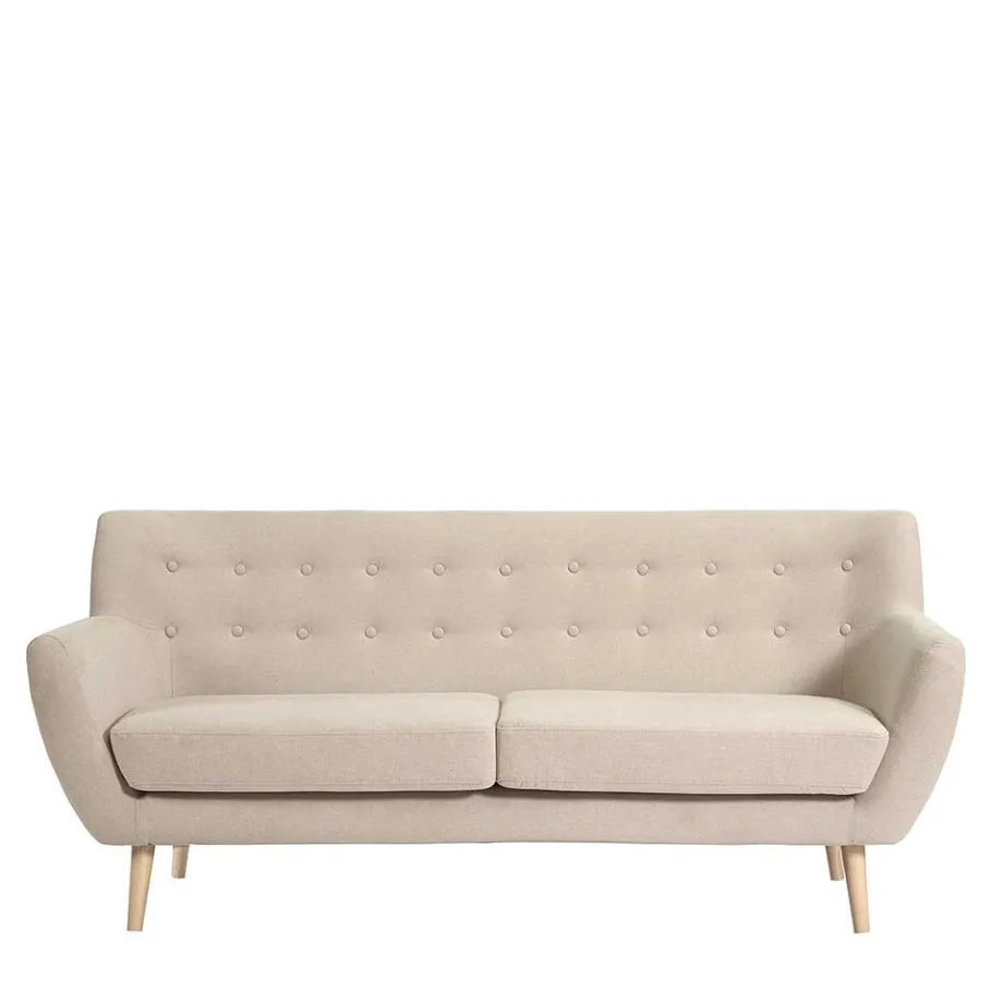 Discount Wohnen Retro Style Sofa in Beige mit Natur - Paulo