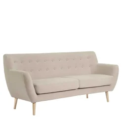 Discount Wohnen Retro Style Sofa in Beige mit Natur - Paulo