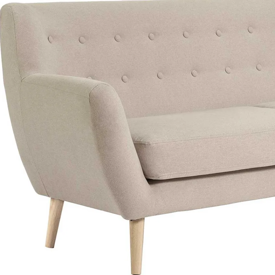 Discount Wohnen Retro Style Sofa in Beige mit Natur - Paulo