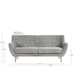 Discount Wohnen Retro Style Sofa in Beige mit Natur - Paulo