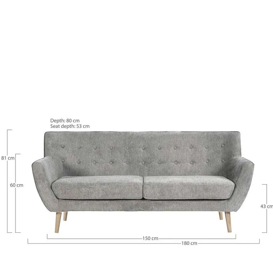 Discount Wohnen Retro Style Sofa in Beige mit Natur - Paulo
