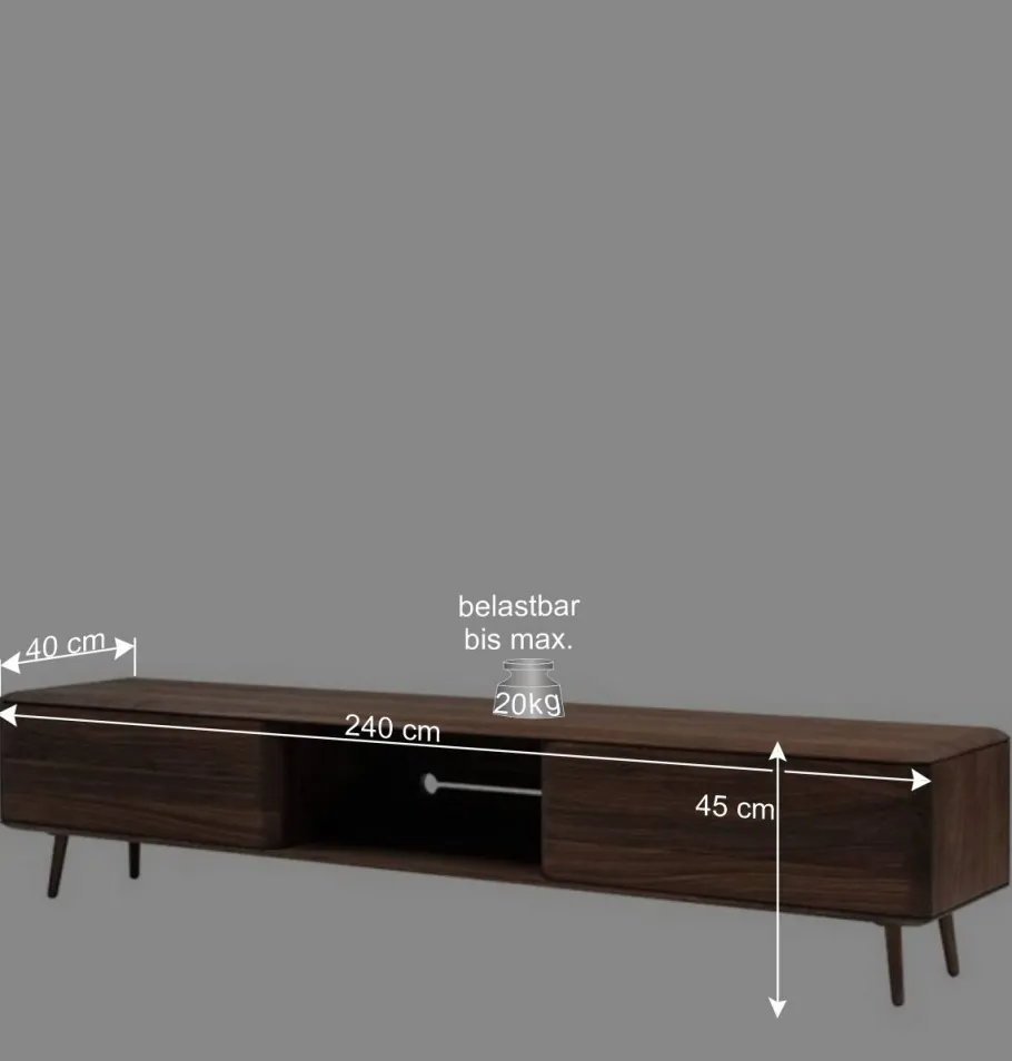 Hot Wohnen Retro TV Element aus Nussbaum Massivholz - Rivossa