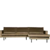 Outlet Wohnen Retro Velvet Ecksofa in Taupe - Museo