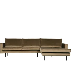 Outlet Wohnen Retro Velvet Ecksofa in Taupe - Museo