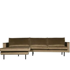 Outlet Wohnen Retro Velvet Ecksofa in Taupe - Museo