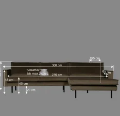 Outlet Wohnen Retro Velvet Ecksofa in Taupe - Museo