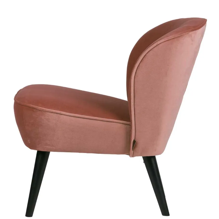 Outlet Wohnen Retro Vintage Sessel in Altrosa Samt - Ventura
