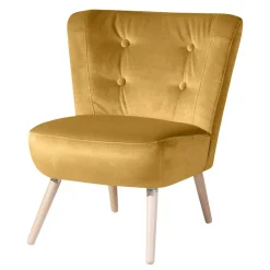 Clearance Wohnen Retro Wohnzimmersessel in Gelb Samtvelours - Moldiva