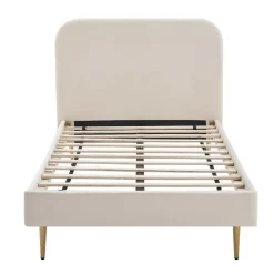 Hot Wohnen Retrobett mit Samt in Beige - Nunki