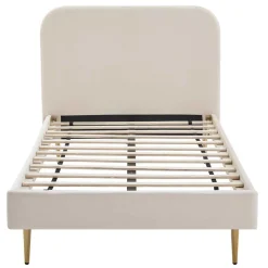 Hot Wohnen Retrobett mit Samt in Beige - Nunki
