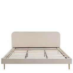 Hot Wohnen Retrobett mit Samt in Beige - Nunki