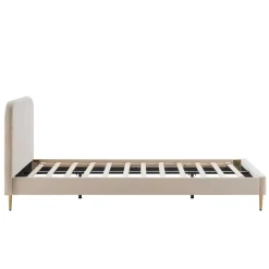 Hot Wohnen Retrobett mit Samt in Beige - Nunki