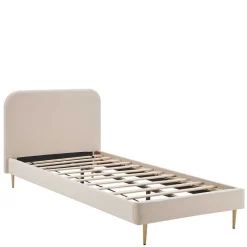 Hot Wohnen Retrobett mit Samt in Beige - Nunki