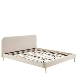 Hot Wohnen Retrobett mit Samt in Beige - Nunki