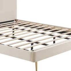 Hot Wohnen Retrobett mit Samt in Beige - Nunki