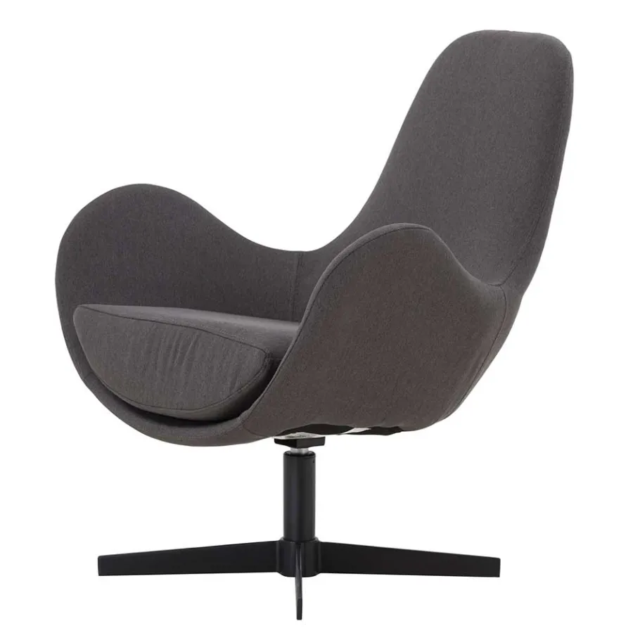 Discount Wohnen Retrodesign Sessel in Dunkelgrau Webstoff - Ivany