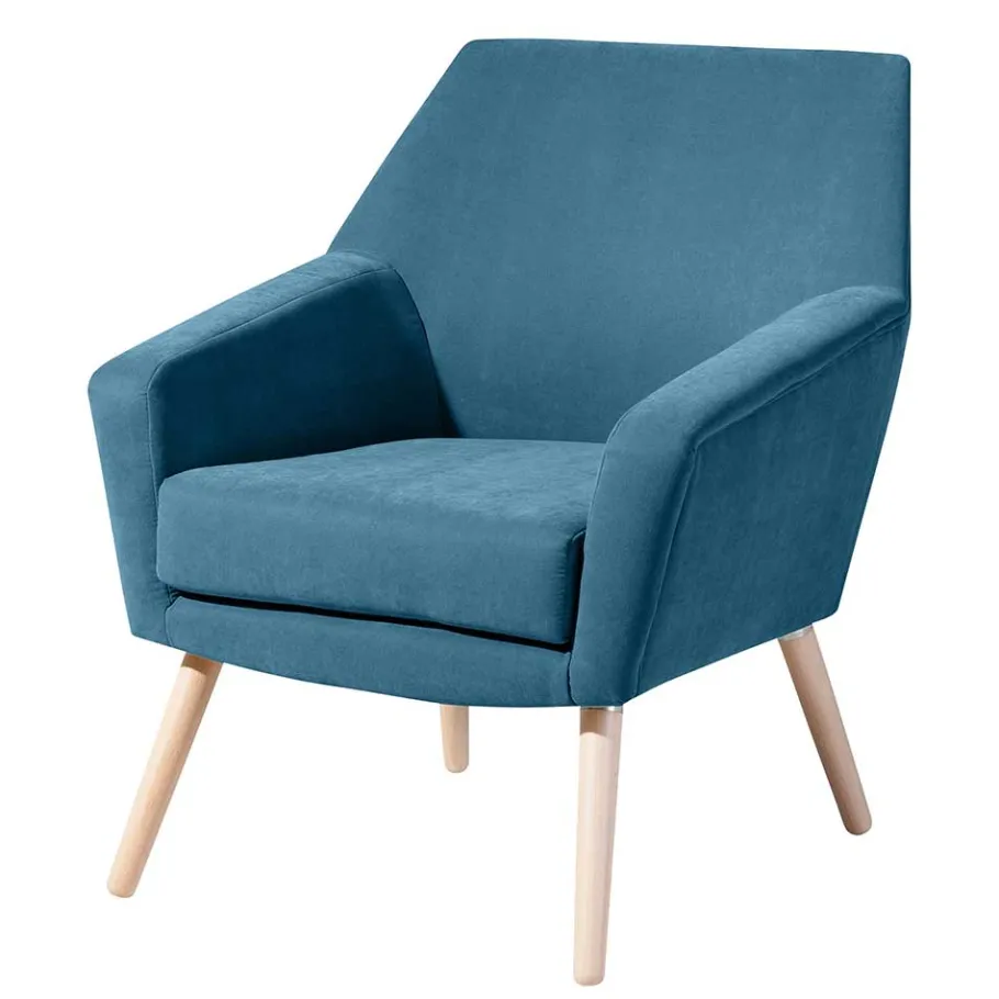 Clearance Wohnen Retrodesign Sessel in Petrol Veloursbezug - Croco