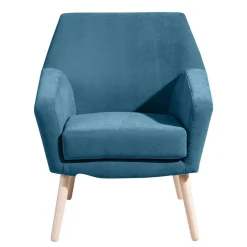 Clearance Wohnen Retrodesign Sessel in Petrol Veloursbezug - Croco
