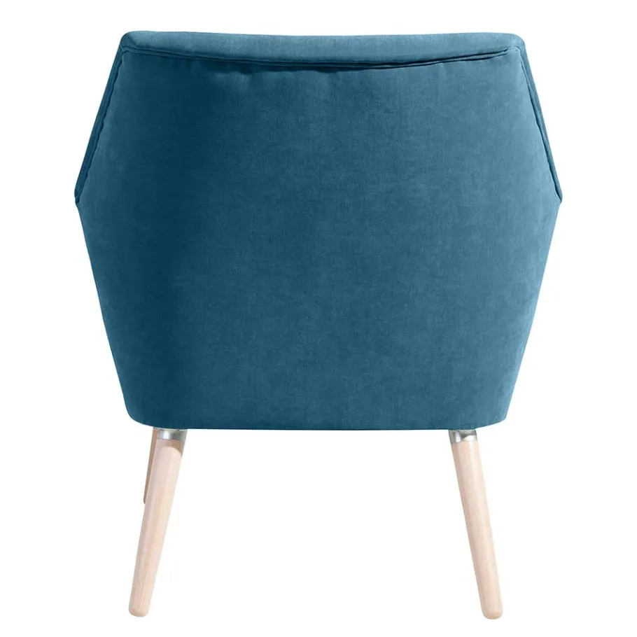 Clearance Wohnen Retrodesign Sessel in Petrol Veloursbezug - Croco