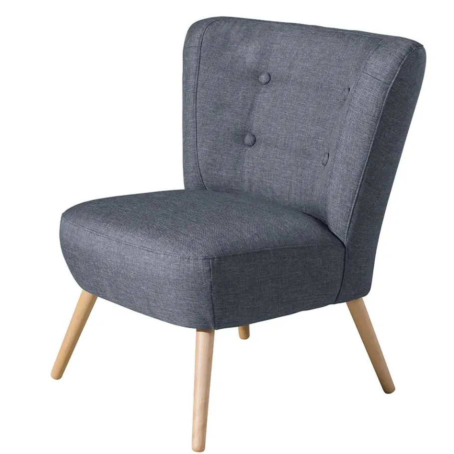 Best Wohnen Retro-Sessel in Jeansblau Stoff - Florida