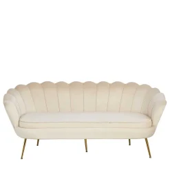 New Wohnen Retrosofa Dreisitzer in Beige & Gold - Calls