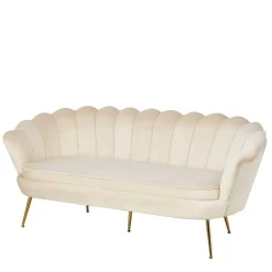 New Wohnen Retrosofa Dreisitzer in Beige & Gold - Calls