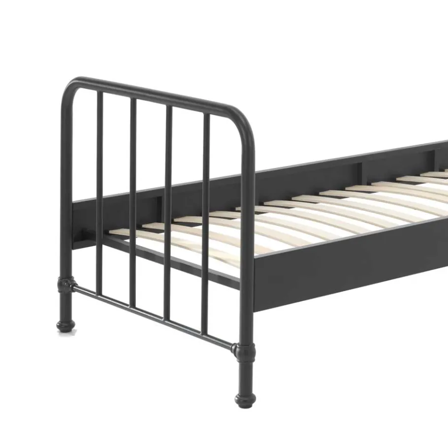New Wohnen Retrostil Bettgestell aus Metall in Schwarz - Renzo