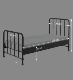 New Wohnen Retrostil Bettgestell aus Metall in Schwarz - Renzo