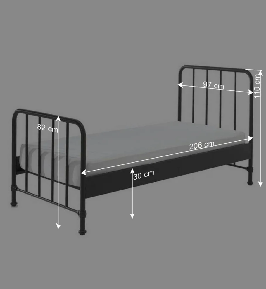 New Wohnen Retrostil Bettgestell aus Metall in Schwarz - Renzo