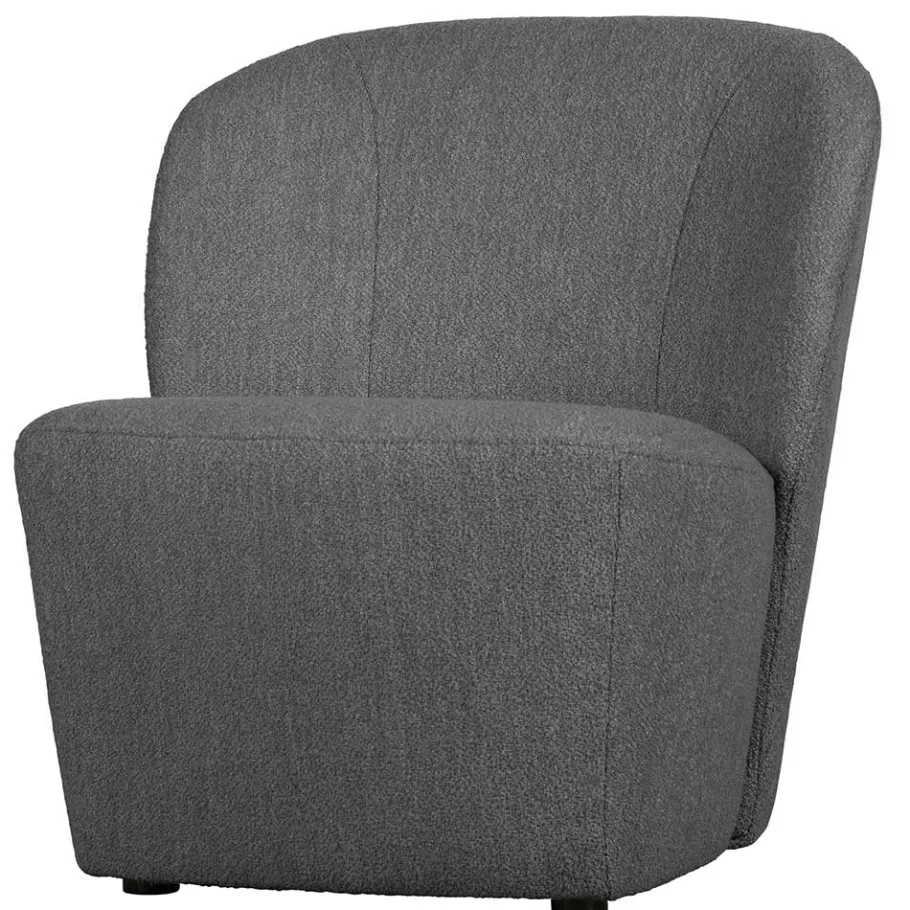 Outlet Wohnen Retrostil Sessel aus Boucle-Stoff Dunkelgrau - Negro
