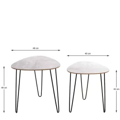 New Wohnen Retrostil Zweisatztisch Set - Luoretta (zweiteilig)