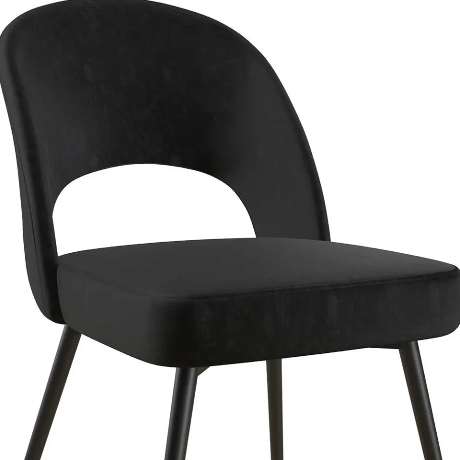 Clearance Wohnen Retrostuhl in Schwarz Samt - Magan