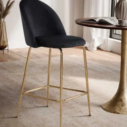 Online Wohnen Retrostyle Barstuhl in Schwarz und Gold - Chiosma (2er Set)