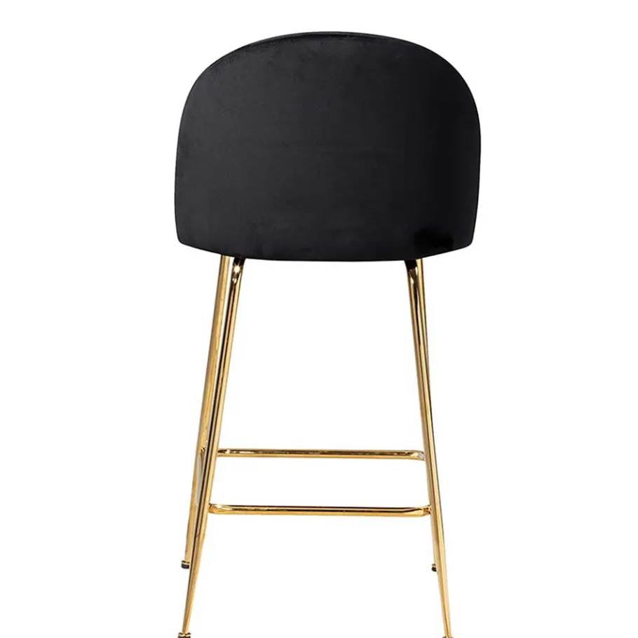 Online Wohnen Retrostyle Barstuhl in Schwarz und Gold - Chiosma (2er Set)
