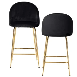 Online Wohnen Retrostyle Barstuhl in Schwarz und Gold - Chiosma (2er Set)