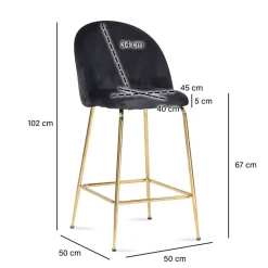 Online Wohnen Retrostyle Barstuhl in Schwarz und Gold - Chiosma (2er Set)