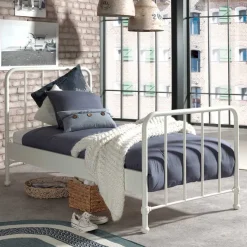 Hot Wohnen Retrostyle Metallbett in Weiß - 90x200 cm - Astra