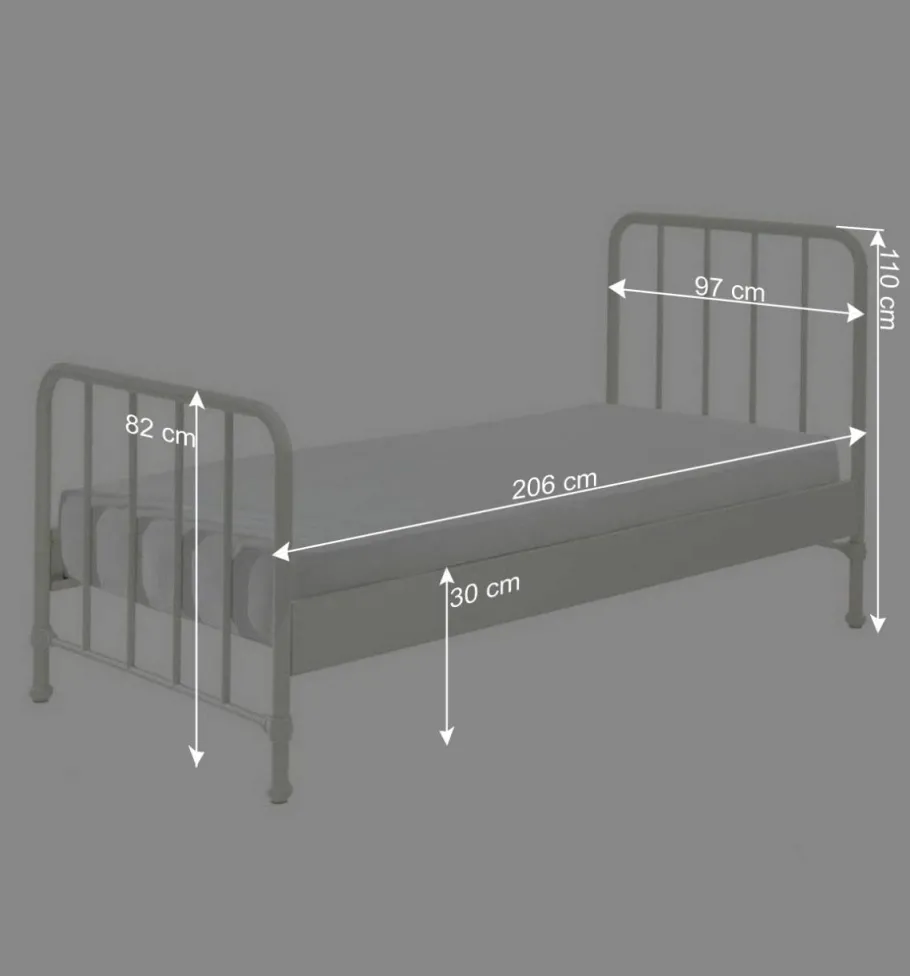 Hot Wohnen Retrostyle Metallbett in Weiß - 90x200 cm - Astra