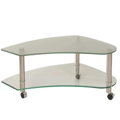 Discount Wohnen Rollen Couchtisch Locondra mit Glasplatte