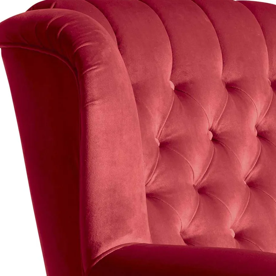 Outlet Wohnen Roter Chesterfield-Sessel mit Ohren - Malisha