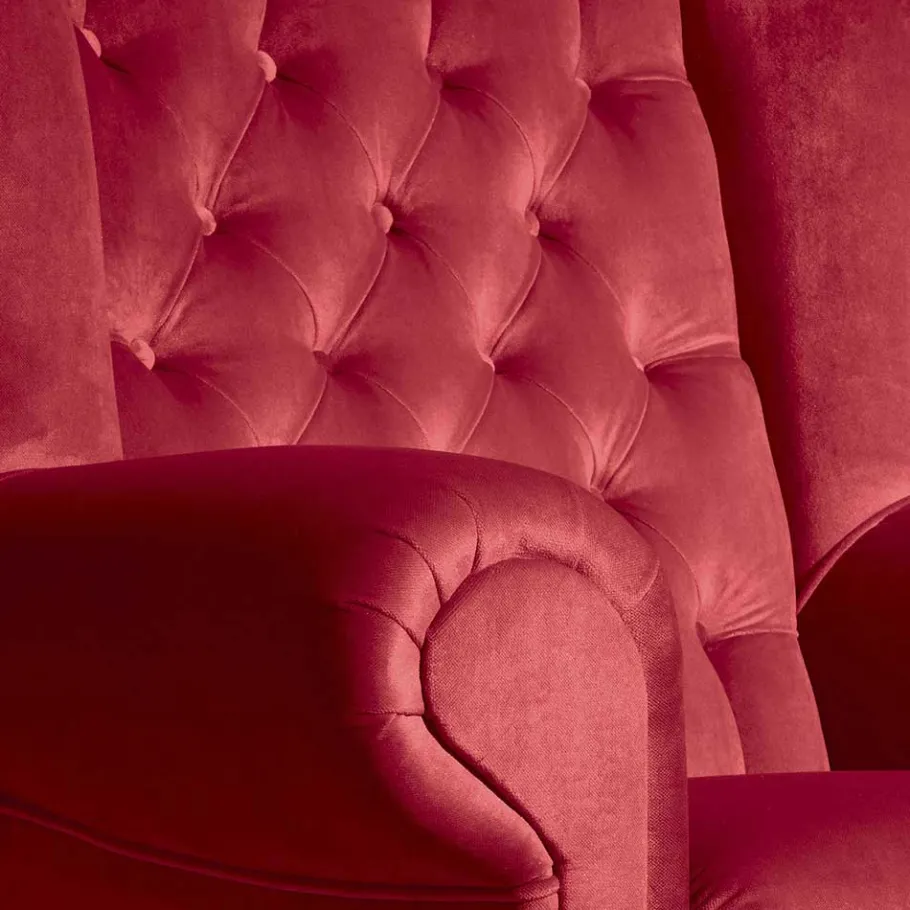 Outlet Wohnen Roter Chesterfield-Sessel mit Ohren - Malisha