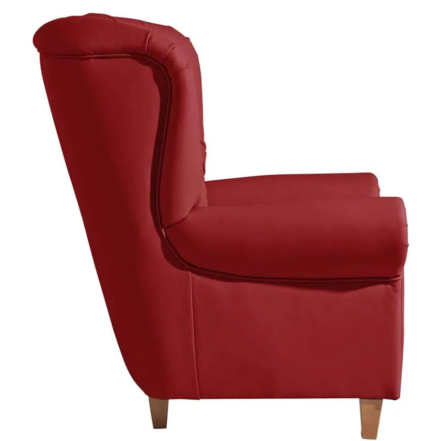 Online Wohnen Roter Kunstleder Sessel im Chesterfield Look - Swan