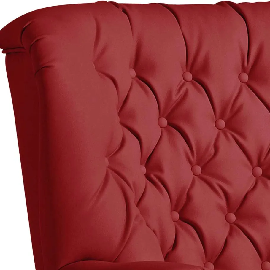 Online Wohnen Roter Kunstleder Sessel im Chesterfield Look - Swan