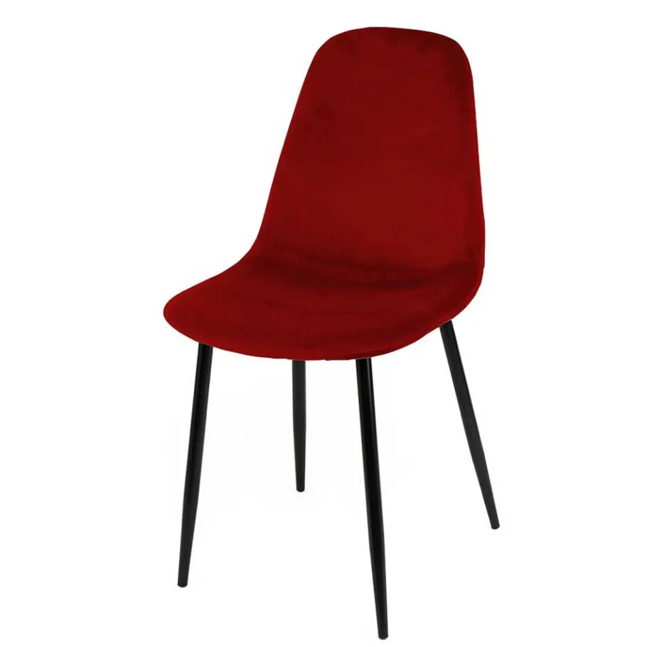 Best Wohnen Roter Schalenstuhl mit Samtbezug - Yetarra (4er Set)