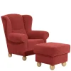 Hot Wohnen Roter Sessel mit Ohren aus Velours - Jamey